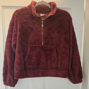 No Boundaries Maroon Fleece Quarter-Zip Juniors Size Small